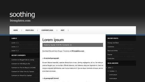 blogger 3 columns balck template Soothing