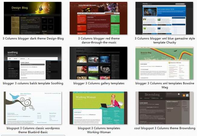 A Collection of 10 New Fresh Three Columns Blogspot xml Templates picture