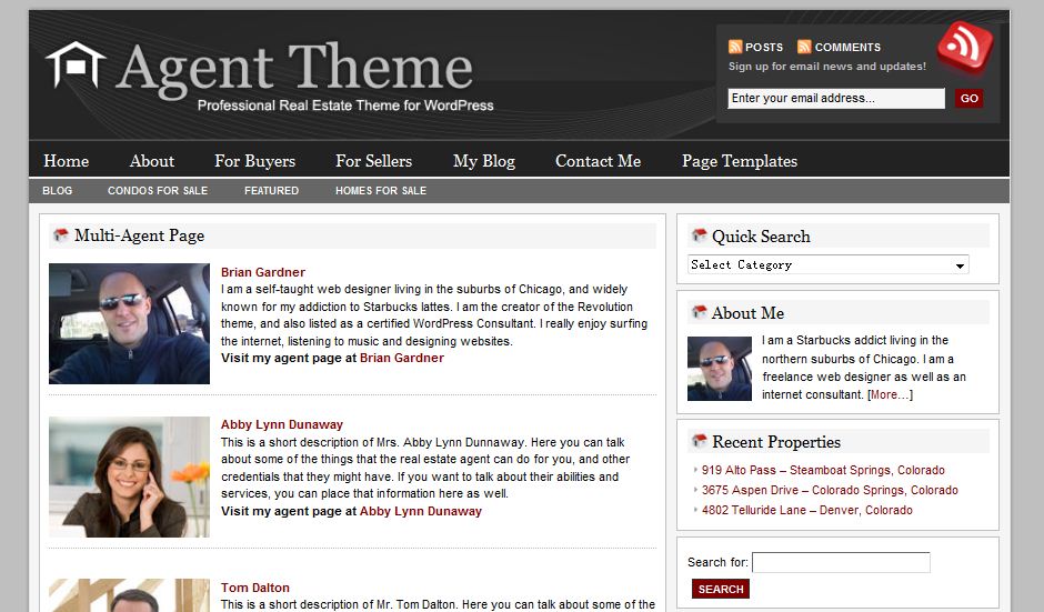 Real Estate Agents and Property seller wordpress theme