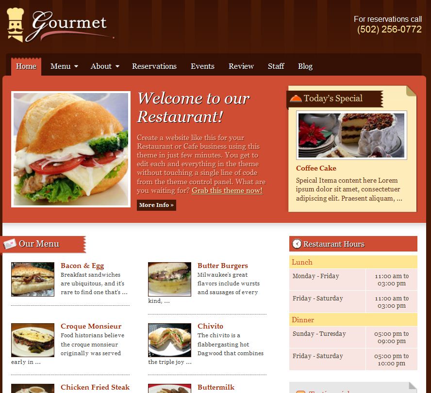 Restaurant wordpress theme