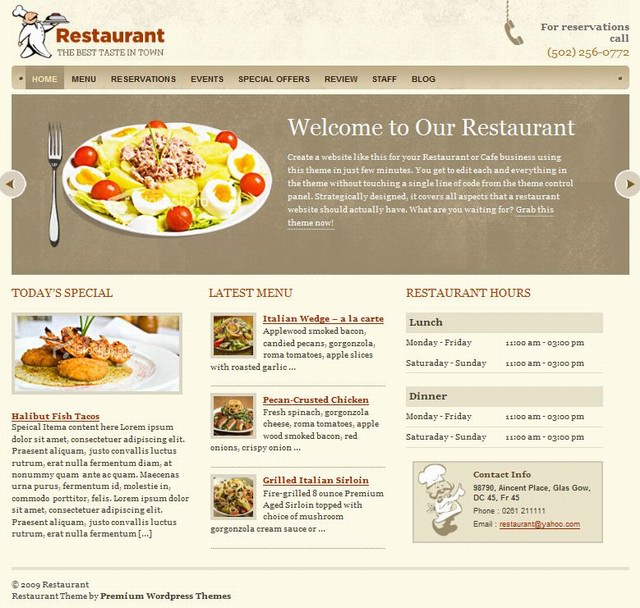 cms wordpress restaurant theme