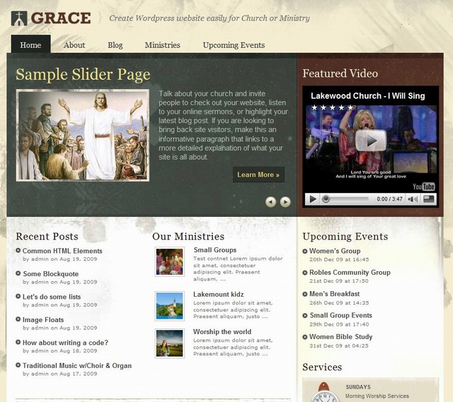 wordpress church theme grace