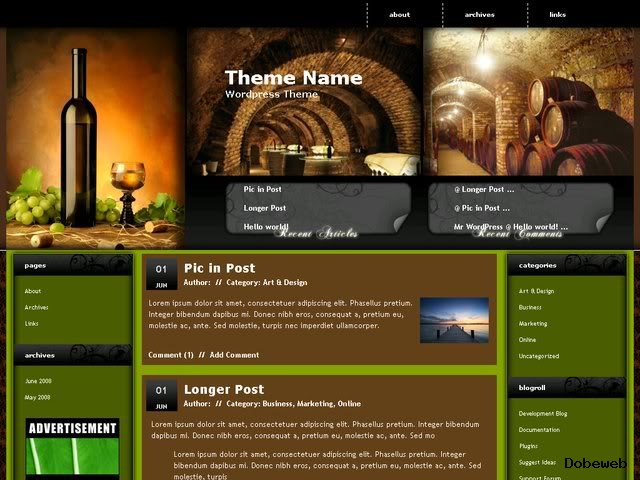 Free WordPress Theme for wine drinking websites