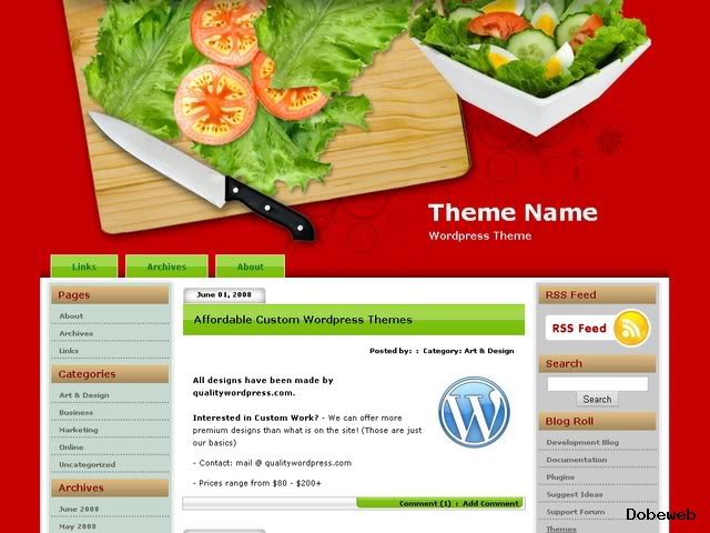 Free Food WordPress Theme - Cutting Board