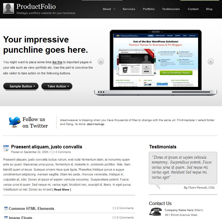 cms wordpress Portfolio theme ProductFolio