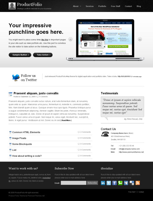 Product Folio Premium WordPress Theme