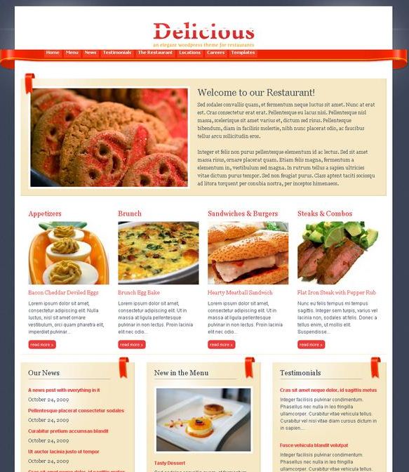 Delicious  restaurant WordPress Theme