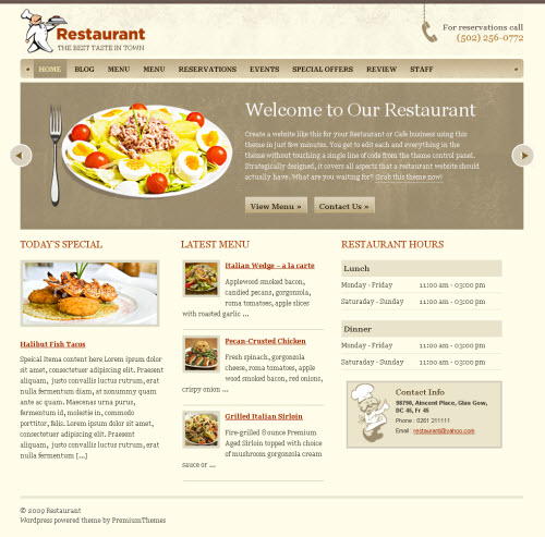 restaurant wordpress theme