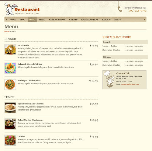 restaurant wordpress theme