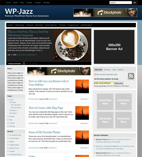 wp jazz wordpress theme solostream