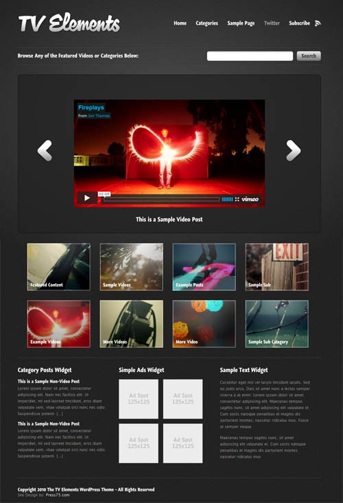 tv elements video wordpress theme