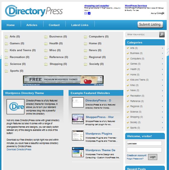 Directory wordpress theme DirectoryPress