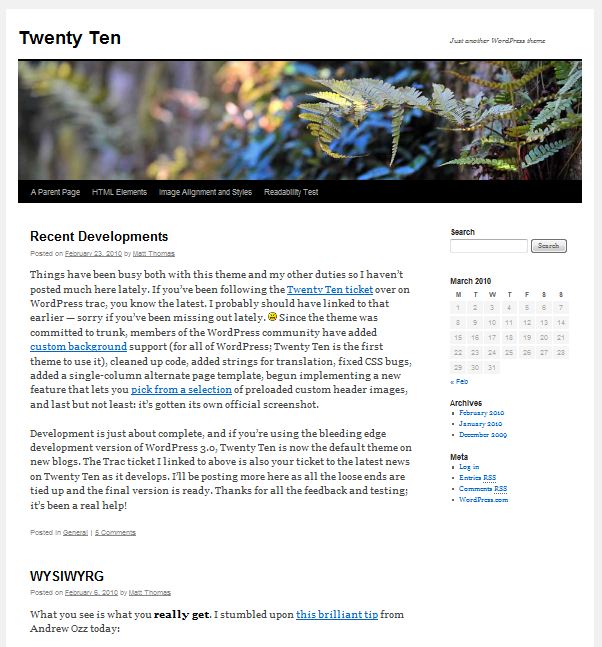 wordpress 3.0 default theme