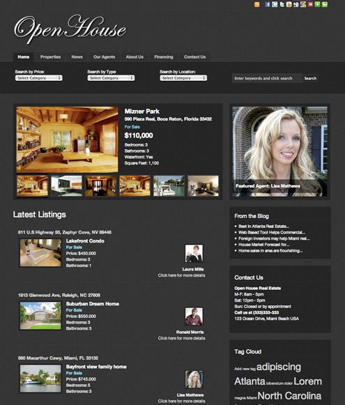 5 Colors Customizable WordPress Real Estate Theme Open House  picture