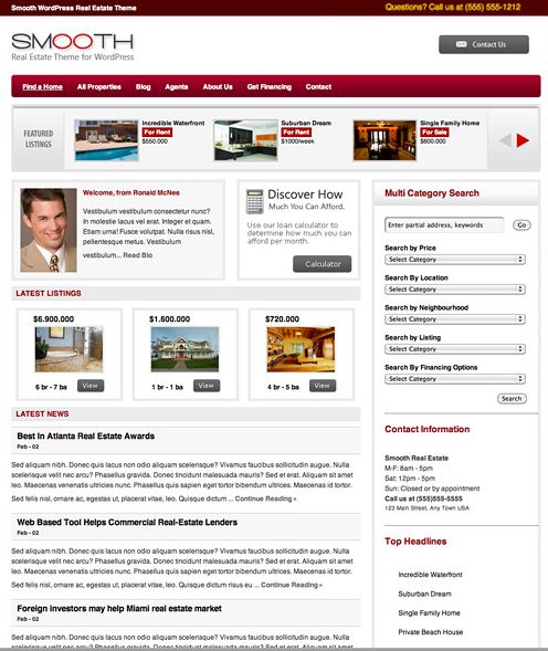 Functional Real Estate WordPress Template/Layout Smooth Theme  picture