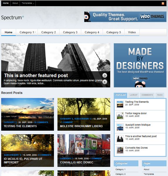 woothemes Spectrum magazine wordpress theme picture