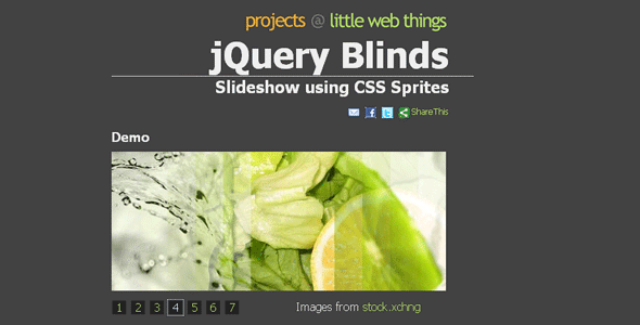 jQuery Blinds Slideshow using CSS Sprites