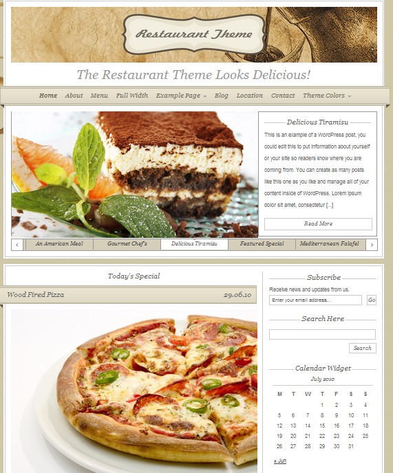 Restaurant wordpress theme picture