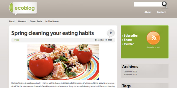 ecoblog 20 Excellent Free WordPress 3.0 Themes