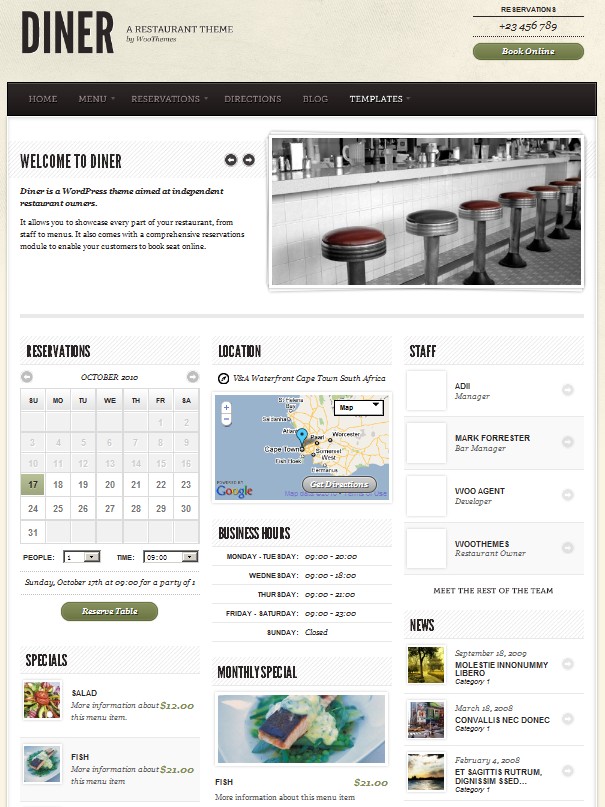 restaurant bar wordpress theme