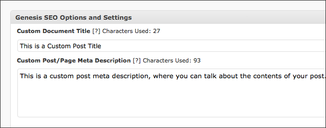 Genesis SEO Character Count