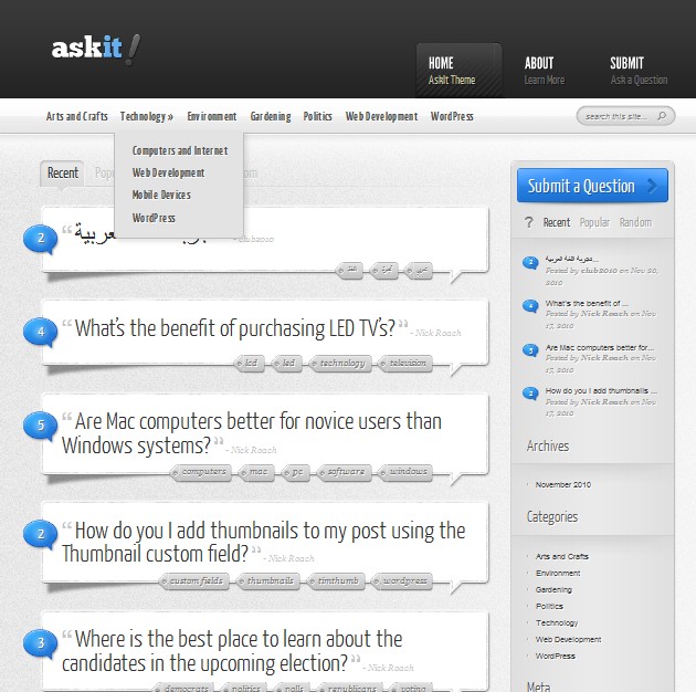 ask wordpress theme