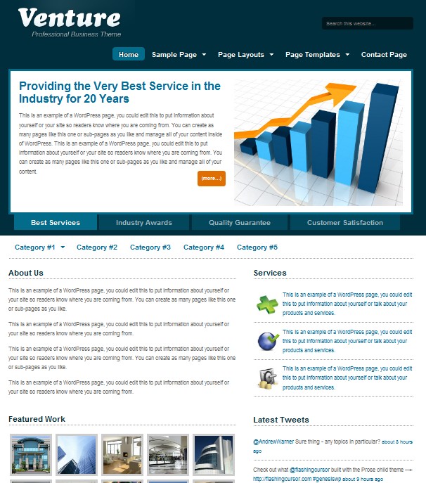 blue business wordpress themes