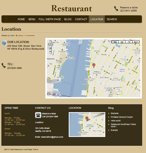 cafe wordpress theme location