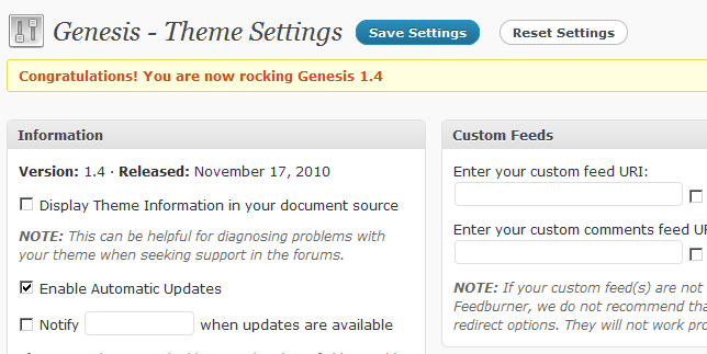 genesis theme backend