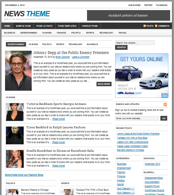 news wordpress theme studiopress