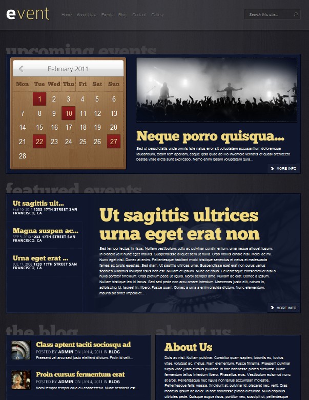 events cms wordpress theme