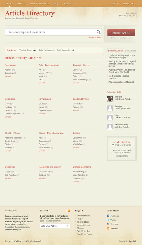 Article Directory WordPress Theme