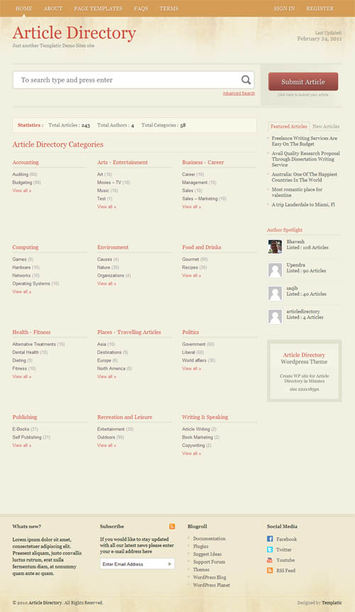 article-directory-wordpress-theme Article Directory WordPress Theme