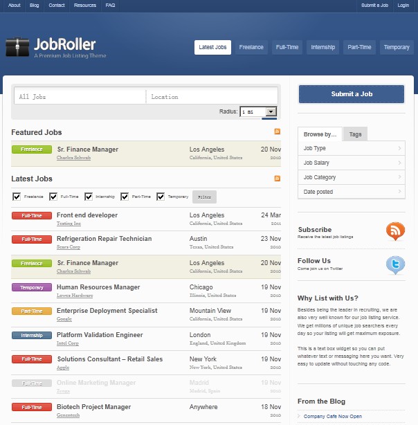 job listing wordpress theme
