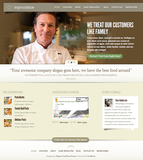 wordpress restaurant theme