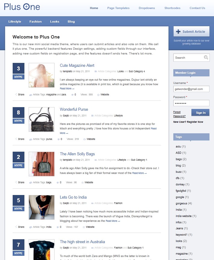 social media wordpress theme plus one