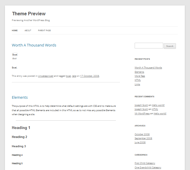 Free wordpress theme: twenty twelve theme