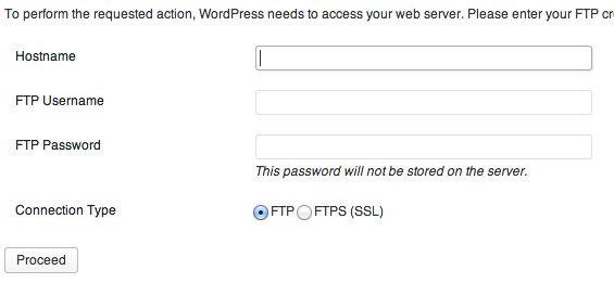 wordpress ftp username password